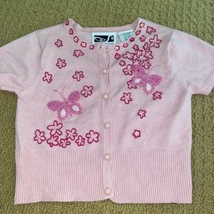 Pink embroidered short sleeve sweater top!